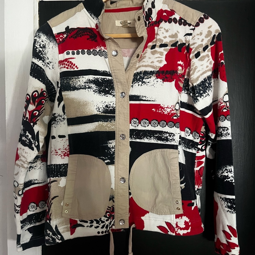 Onque Casuals Women's Red and Black Patchwork Blazer